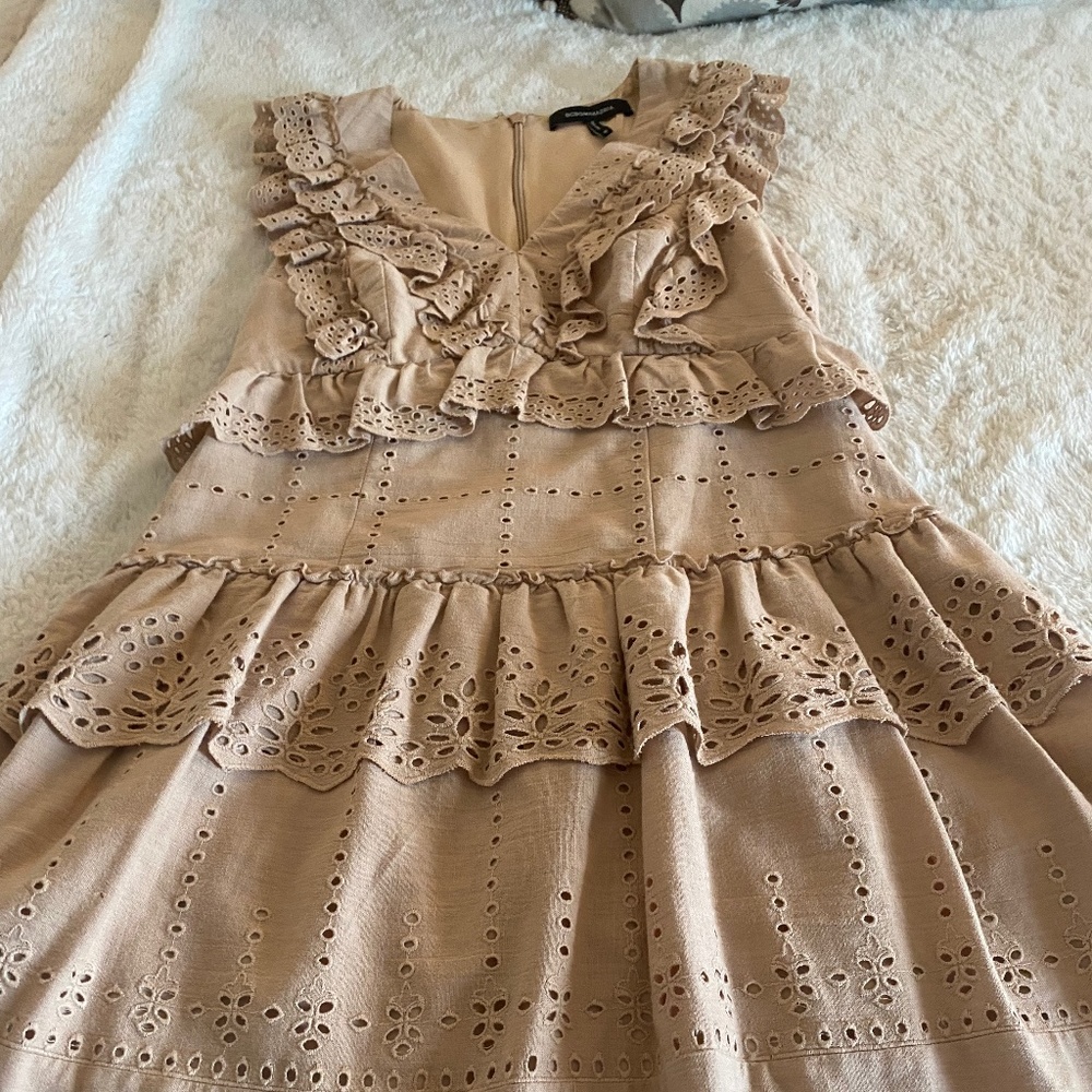 Tan eyelet BCBGMaxazria dress